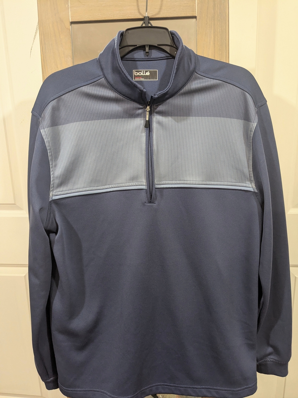bolle Navy Blue Half-Zip Pullover with Textured Yoke
